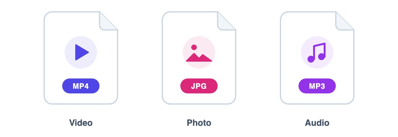 Instagram content saved as MP4 video, JPG or MP3 audio files